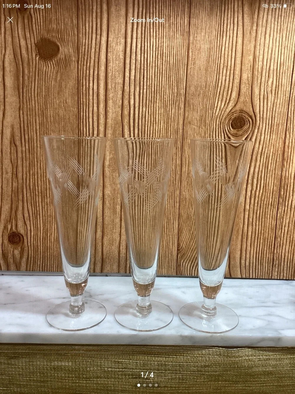 Crystal Etched Pilsner Flutes - Clear Glass (Set of 3)